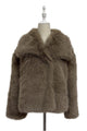 Oversized Lapel Faux Fur Sleeved Jacket