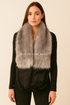 Two Tone Long Faux Fur Collar - Light Grey