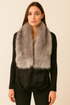 Two Tone Long Faux Fur Collar - Light Grey