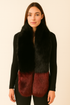 Two Tone Long Faux Fur Collar - Black