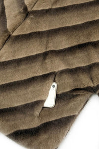 Chevron Faux Fur Sleeved Jacket