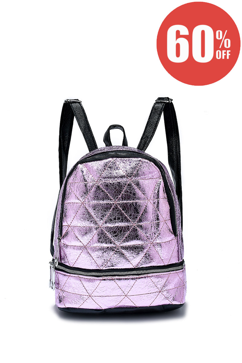 Metallic Foil & Safety Pin Zip Backpack– Fashion Scarf World