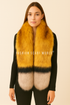 Stripe Long Faux Fur Collar - Mustard