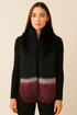 Stripe Long Faux Fur Collar - Black