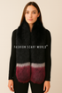 Stripe Long Faux Fur Collar - Black