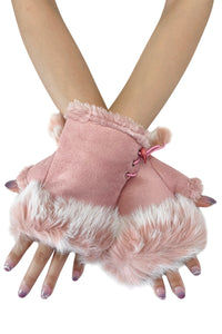 Plain Real Fur Fingerless Mittens