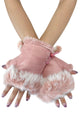 Plain Real Fur Fingerless Mittens