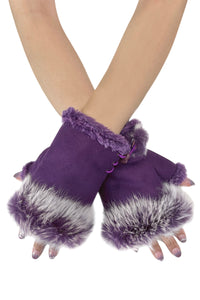 Plain Real Fur Fingerless Mittens