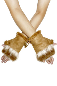 Plain Real Fur Fingerless Mittens