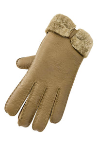 Bow Woolen Soft Leather Handmade Gloves