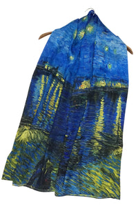 Van Gogh Post Impressionist Starry Night Over The Rhone Painting Print Art Silk Scarf