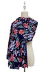 Ethnic Floral Print Wool Frayed Scarf