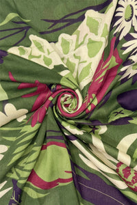 Bold Mixed Floral Print Frayed Scarf