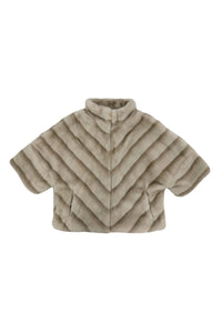 Chevron Faux Fur Sleeved Jacket