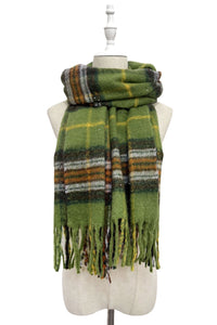 Silver Glitter Check Tassel Scarf
