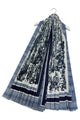 Tranquil Garden Print Wool Frayed Scarf