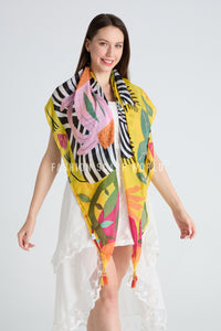 Bright Zebra Jungle Print Square Scarf