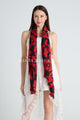 Glitter Bold Poppy Frayed Scarf