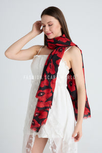 Glitter Bold Poppy Frayed Scarf