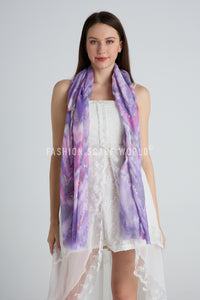 Rose Gold Foiled Ink Marble Print Frayed Scarf