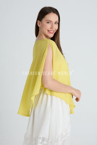 Plain Curved Chiffon Poncho/Cover Up