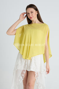 Plain Curved Chiffon Poncho/Cover Up