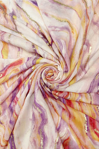 Foiled Swirl Print Frayed Scarf