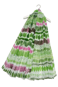 Vibrant Tribal Metallic Thread Frayed Scarf