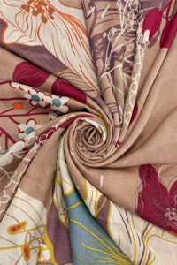 Beautiful Lily Flower Border Print Frayed Scarf