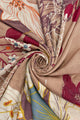 Beautiful Lily Flower Border Print Frayed Scarf