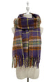 Silver Glitter Check Tassel Scarf