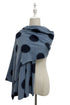 Bold Polka Dot Print Wool Frayed Scarf