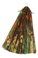 Bold Camellia Flower Print Frayed Scarf