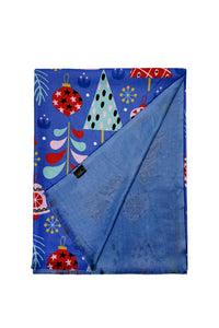 Scandi Style Christmas Tree Print Wool Frayed Scarf