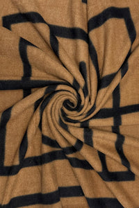 Large Geometric Block Print Wool Frayed Scarf