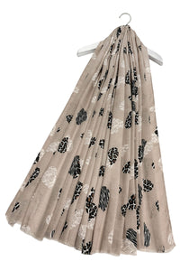 Leopard and Zebra Love Heart Print Frayed Scarf