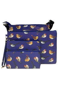 British Wildlife Bird Print Bag Collection - Navy