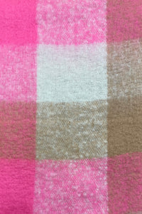 Check Stripe Soft Blanket Tassel Scarf