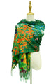 Klimt 'Flower Garden' Print Wool Tassel Scarf