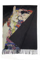 Klimt 'The Virgins' Print Wool Tassel Scarf - Black
