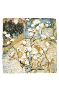 Cotton Flower Art Impressionist Print Silk Scarf