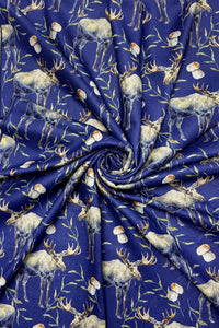 Moose Animal Print Wool Frayed Scarf