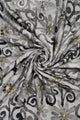 Decorative Gold Foil Floral Print Frayed Scarf