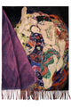 Klimt The Virgins Print  Wool Tassel Scarf - Wine