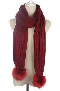 Pom Pom Knitted Scarf