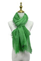Plain Bamboo Hijab Scarf with Frayed Edge - Apple Green