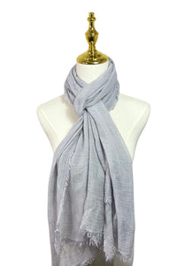 Made In Italy Plain Modal/Linen Frayed Scarf
