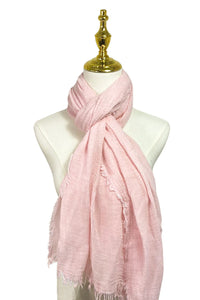 Made In Italy Plain Modal/Linen Frayed Scarf