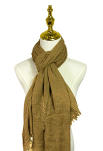 Made In Italy Plain Modal/Linen Frayed Scarf