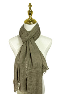 Made In Italy Plain Modal/Linen Frayed Scarf